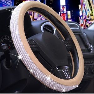 SOLD ❌| Universal Steering Wheel Cover Leather and Rhinestones